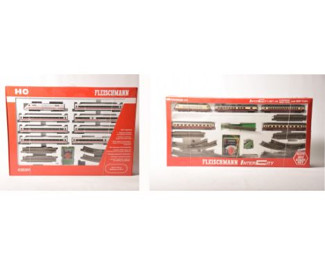 Two boxed Fleischmann HO gauge setsComprising set 6375 Starter Set containing electric locomotive, coaches, track, transforme