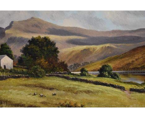 Local Interest* T. R Sanderson (British 20th century) oil on board, Lake District scene with sheep grazing, signed lower righ