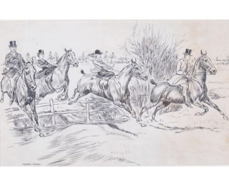 Frederick Whiting (British 1874-1962) The Belvoir Hunt : In the First Flight – Full Cry, ink on card, signed lower left, 17.5