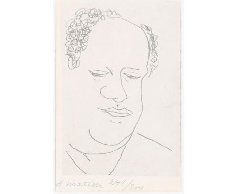 Henri Matisse (1869 - 1954), portrait of Rene Leriche 1949, original lithograph, signed in pencil, no. 241/300, plate 19cm x 