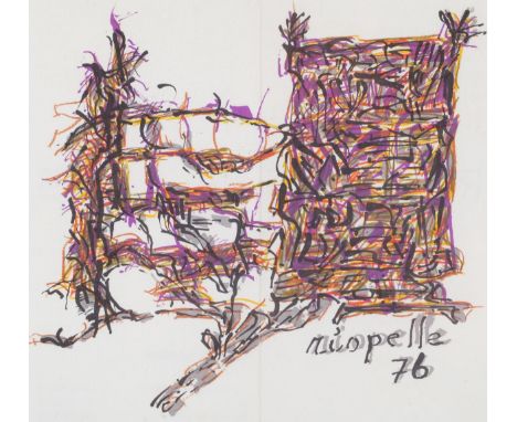 Jean Claude Riopelle, The Owl, original lithograph for Maeght, Exhibition catalogue 1976, 28cm x 28cm, framed Good condition