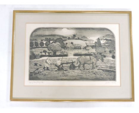 Graham Clarke (b.1941)'SPRING PLOUGHBOYS'Aquatint, signed and inscribed with title in pencil, numbered 77/100Image size 40 x 