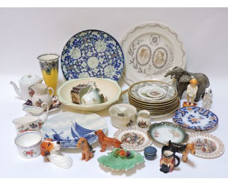 A quantity of miscellaneous decorative ceramics, to include a Royal Worcester hound mask, a Worcester part teaset, etc