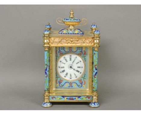 A cloisonné carriage clock