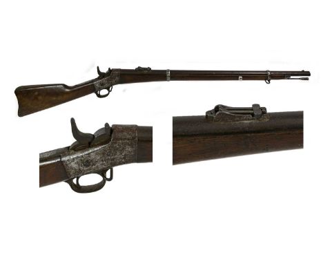 A Remington .42 Calibre Rolling Block Rifle, the 80cm round steel barrel with hinged ladder rear sight, no visible markings t