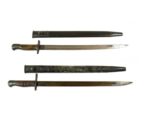 A British Pattern 1888 Mk.III Bayonet, the blade with various markings at the ricasso, including broad arrow EFD bend mark, i