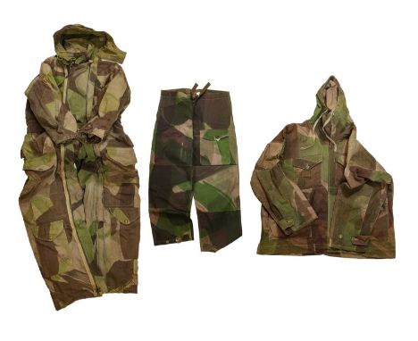 A Second World War Camouflage Tank Crews Oversuit, labelled Size No.4 (38" to 40" chest) and dated 1945; a Second World War W