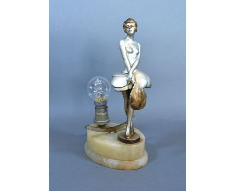 An Art Deco Table Lamp of Figural Form, 24cm tall 