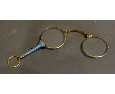 A Pair of Gilded and Enamel Decorated Lorgnettes 