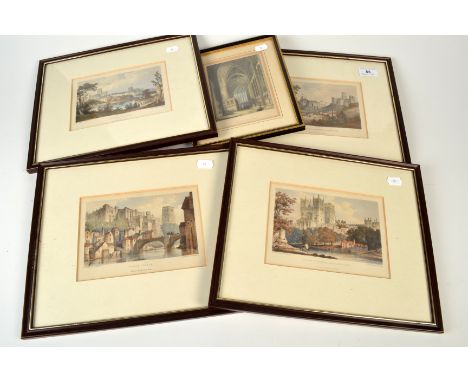 A set of four 19th century coloured prints of Durham Castle and cathedral after William Robinson, together with one other sim