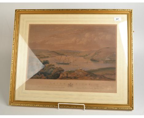 A 19th century coloured print of Truro River, the Queen's visit Truro Regatta 1846, 37 x 49cm.