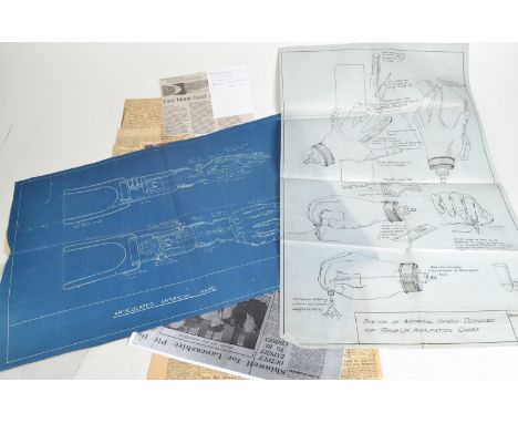 A 1945 blue print and drawing for an 'Articulated Artificial Hand' designed by Cyril Parker Rawlinson- OBE, MBE, CEng, MIMech
