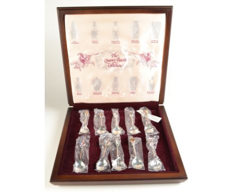 A set of ten fine silver and enamel spoons 'The Queens Beasts', the Limited Edition set in original box.