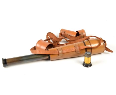 A Parker-Hale Army Signalling leather clad 5.5cm, three draw telescope with x20 and x30 eyepieces. Condition Report: Good con