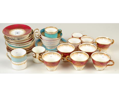 A collection of coffee cups and saucers. 