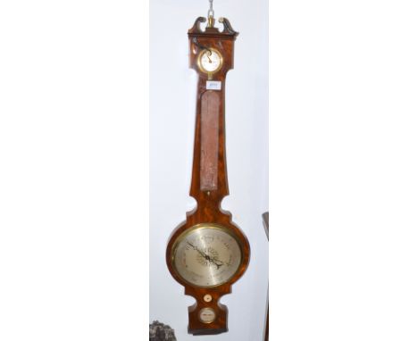 A wheel barometer by J.J. Cetta, Stroud on a mahogany mount, lacks thermometer.