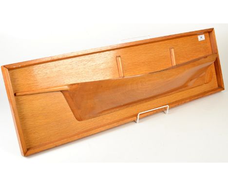 A boatyard half model of the ketch Hobah, length, including back board 89cm., together with a Pear's print. 