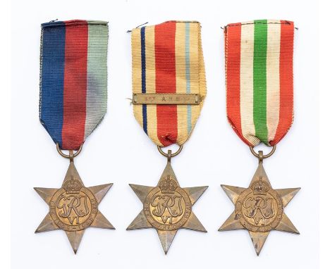 Three WWII Stars - Africa (1st Army bar), 1939-45 &amp; Italy (3)
