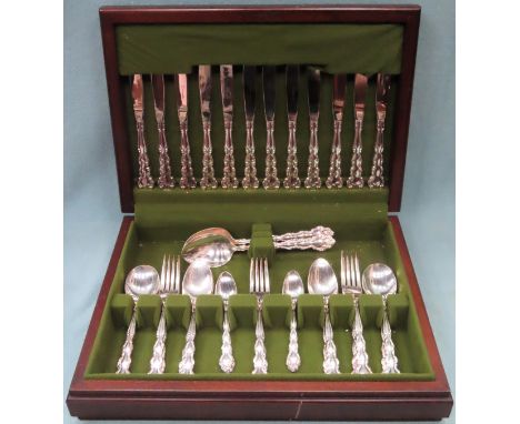 Wooden cased vintage canteen of Kings/Queens pattern Community silver plated cutlery

reasonable used with scuffs scratches e