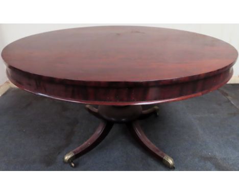 19th century mahogany circular tilt top breakfast table on quadrofoil supports. Approx. 73 x 128cms D

used with scuffs scrat