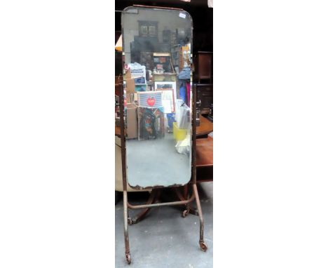Vintage metal framed freestanding cheval mirror. Approx. cms H

used with scuffs scratches, wear due to age etc 