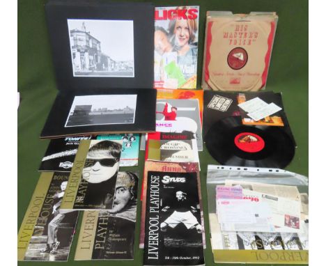Sundry lot Inc. various concert ticket stubs, theatre programmes, local photographs, plus gramophone records

all used and un