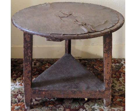 19th century Cricket table. Approx. 69cm H x 76cm Diameter

Used and well worn condition 