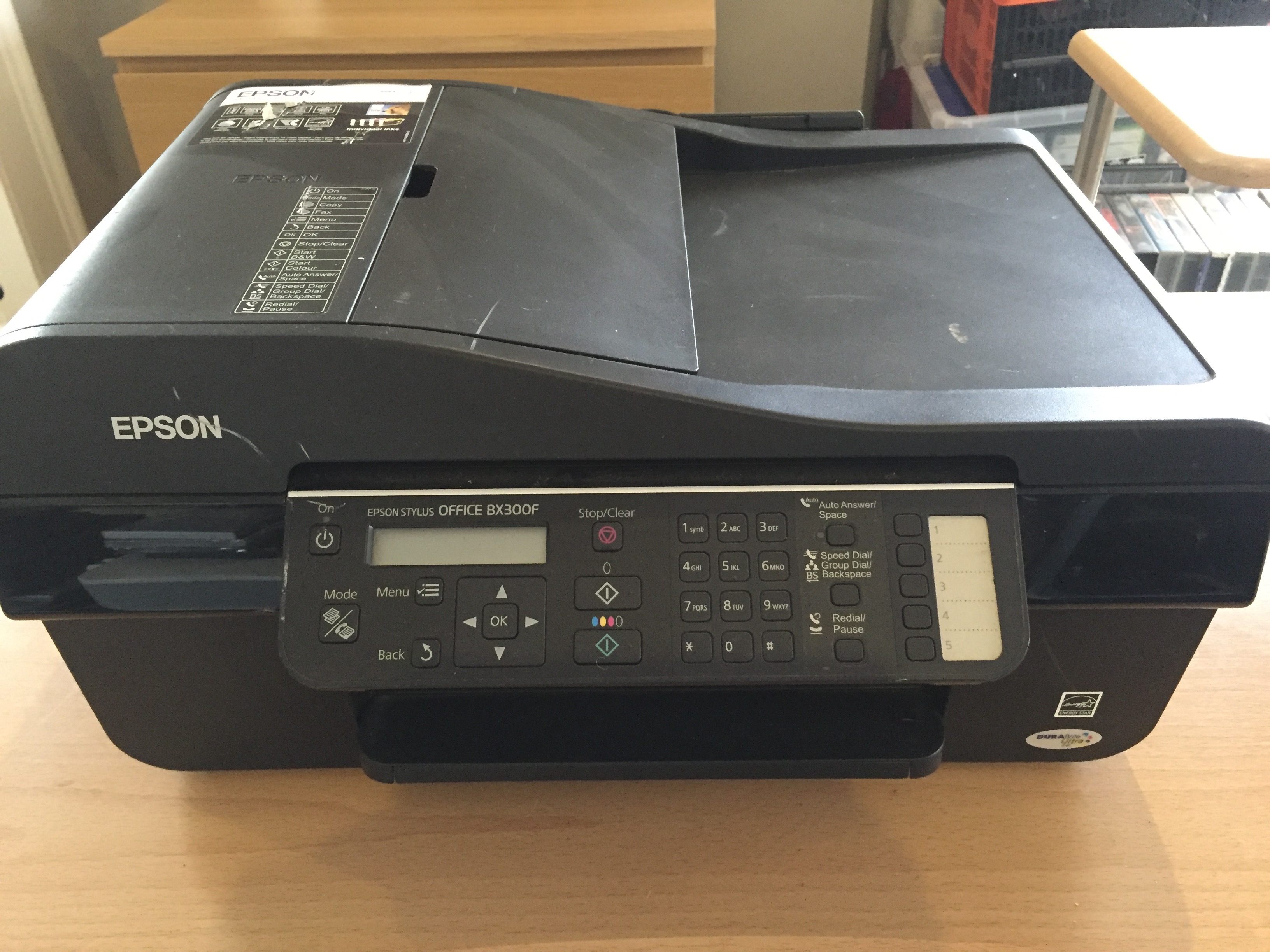 EPSON STYLUS OFFICE BX300F PRINTER FAX SCAN COPY MACHINE BLACK AND