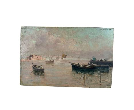 Neapolitan seascape - Oil painting on board, 20th century, Italian school, depicting a Neapolitan seascape. Dimensions: 35x22