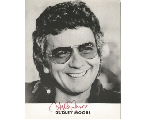Dudley Moore signed 10x8 b/w photo. Fantastic black and white 10x8 portrait photo of the late great actor smiling and wearing