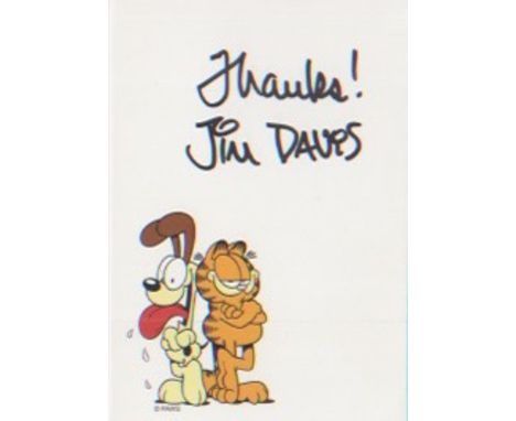 Garfield - Jim Davis. Handsigned print from Garfields artist. Neat fold across bottom of print not affecting signature. Excel