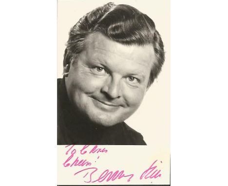Benny Hill signed 6 x 4 inch portrait photo dedicated to Chris, slight yellow patch to bottom RH not affecting autograph Good