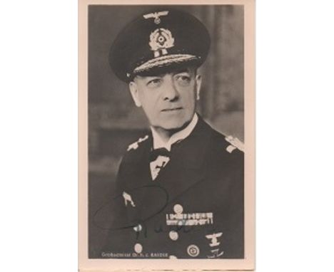Grosseadmiral  Dr  Erich Raeder signed 6 x 4 inch b/w Hoffman photograph. (24 April 1876 – 6 November 1960) was a naval leade