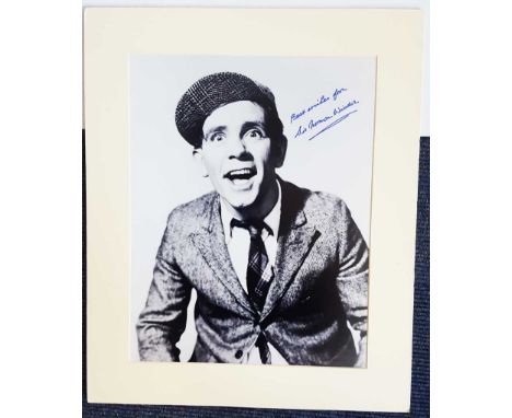 Norman Wisdom autographed large photograph. Superb high quality black and white 11x14 inch classic portrait photograph autogr