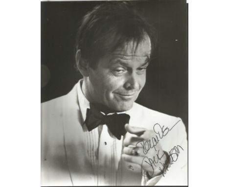 Jack Nicholson signed 10x8 b/w photo. Classic 8x10 black and white photograph signed by legendary Hollywood superstar Jack Ni
