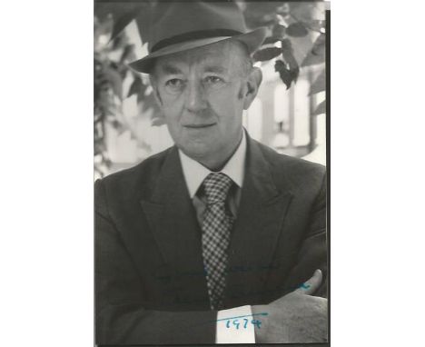 Alec Guinness signed 6 x 4 inch portrait photo inscribed Good Wishes 1974 Good condition. All signed items come with Certific