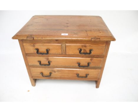 A vintage pine box with faux drawers. With a lift up lid, L61cm x D42cm x H48cm