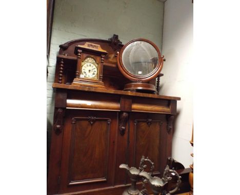 4' wide Victorian mahogany chiffonier with shelf back with bobbin turned columns