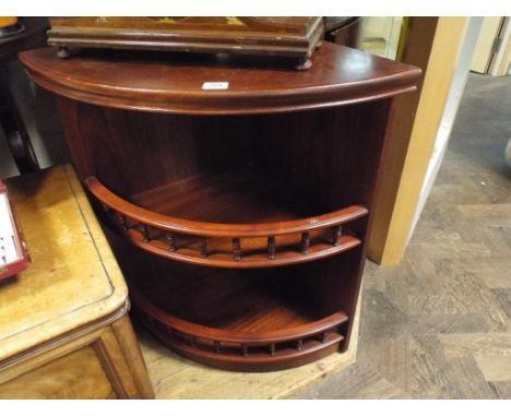 Low mahgany bow fronted open corner cupboard 