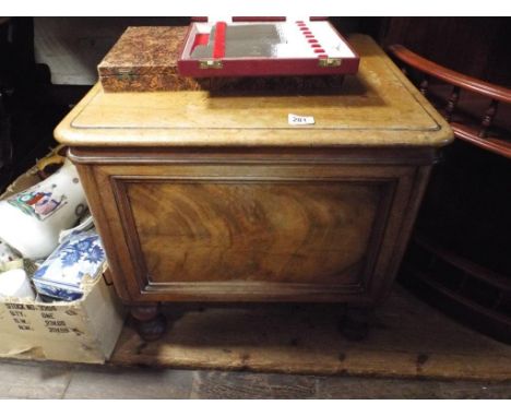 Victorian mahogany box commode with folding arms and ceramic liner 