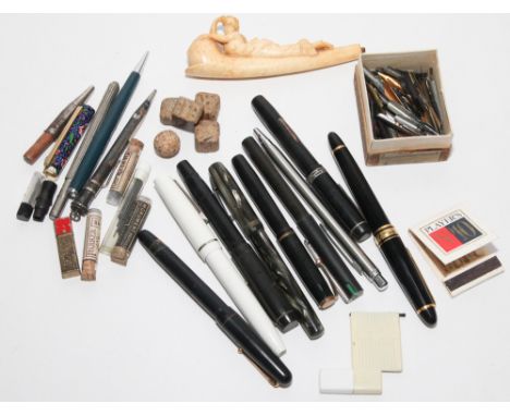 Collectables including Meerschaum pipe, vintage pens including Waterman, Conway Stewart, Parker etc. and a collection of pen 