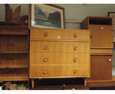 3'3 G Plan light oak chest of 3 long and 2 short  drawers 