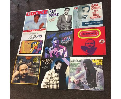 Record Collection of  vintage 9 LPs to include "Marvin Gaye" and "Sam Cooke" all records are from a large collection and are 