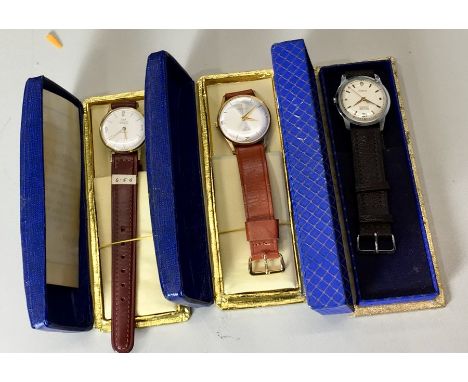 3 x vintage boxed wrist watches, as new - old stock. Models - Limit, Precimax &amp; Relide Automatic. 