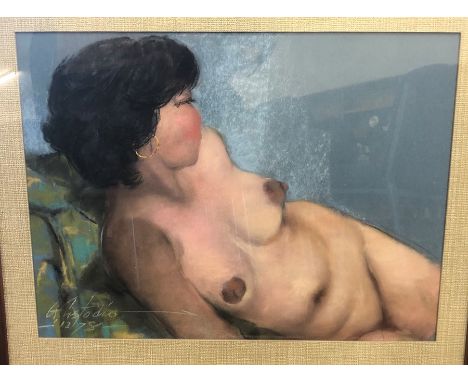 Indonesian Gabriel Custodio pastel portrait, approx measurements: excluding frame Height 18 Inches, Width 24 Inches