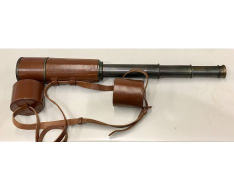 Antique Broadhurst Clarkson Co 4 Draw Telescope four -drawer brass telescope by Broadhurst. Clarkson and Co London, leather c