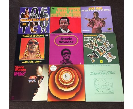 Record Collection of  Vintage 9 LPs to include "Stevie Wondert" and "Joe Tex" all records are from a large collection and are