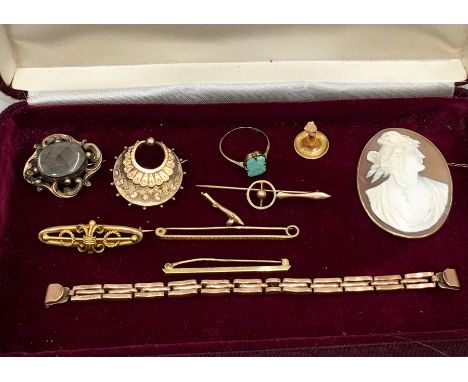 Selection of antique and vintage Gold jewellery weighable Gold weight 14.5g