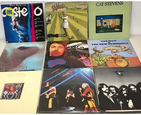 collection of 9 vintage LP Records includes Elvis Costello Genesis, cat Stevens ,Pink Floyd, the Eagles Mott the hoopla etc