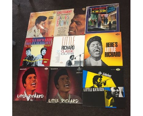 Record Collection of  vintage 9 LPs to include "James Brown" and "Little Richard" all records are from a large collection and